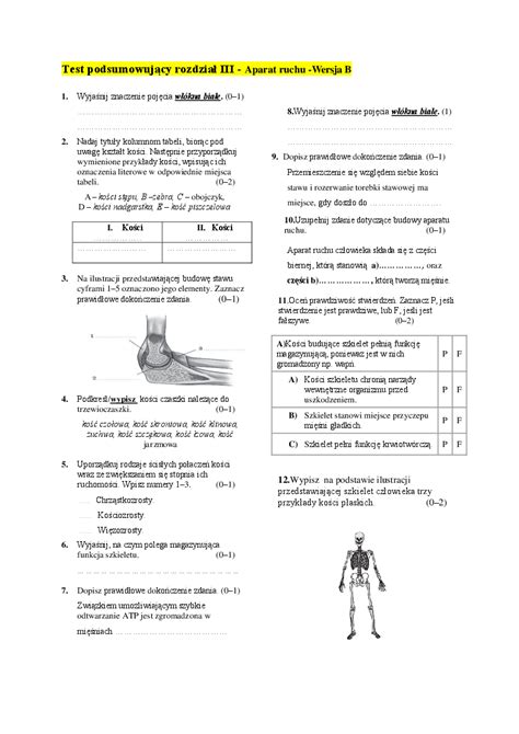 Aparat Ruchu Test Sprawdzający Rozdział 3 Test Aparat Ruchu | PDF